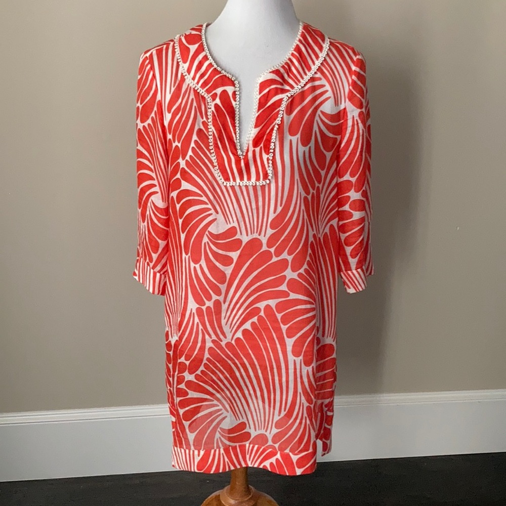 Kate Spade “Gwen” silk/linen tunic swim coverup